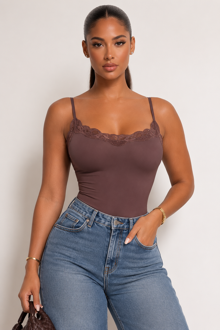 Lace trim bodysuit